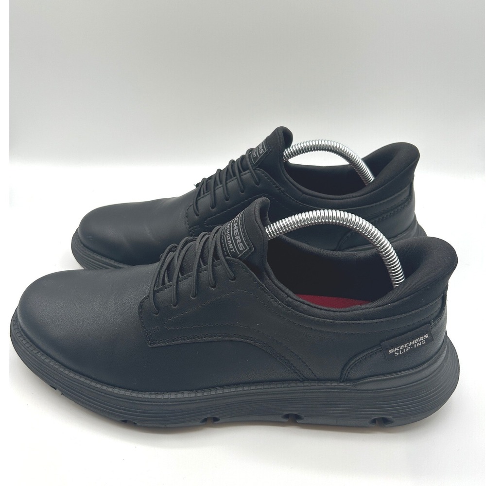 Skechers Slip-ins Shoes, Black Lea./Syn. Oxford, Men's 10.5, Slip Resistant - Picture 3 of 14